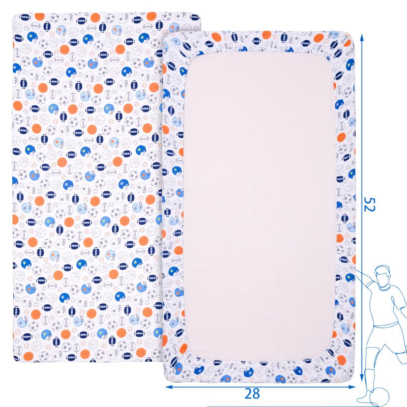 UOMNY Crib Sheet - 1 Pack Sports Theme Nursery Bedding Sheet - Footballs Printed Standard Size Infant Bed Sheet Basketball Baby Boy Bed Linens for Crib by UOMNY - Image 5